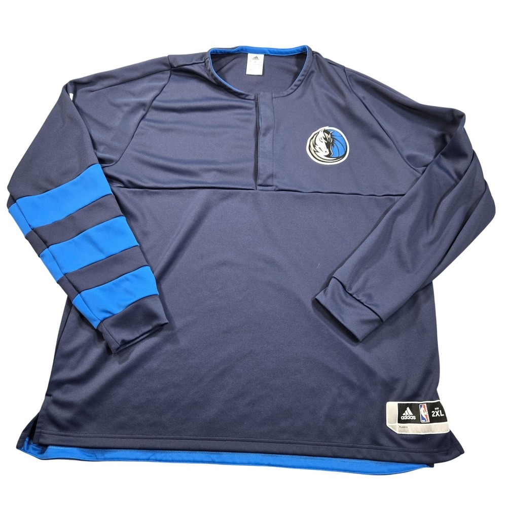 Dallas Mavericks‎ Shirt Mens 2XL Blue NBA Basketball Adidas Pullover Long Sleeve